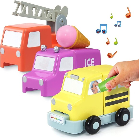 CoComelon Build & Reveal Musical Vehicles School Bus Fire Engine Ice Cream Truck - Picture 2 of 16